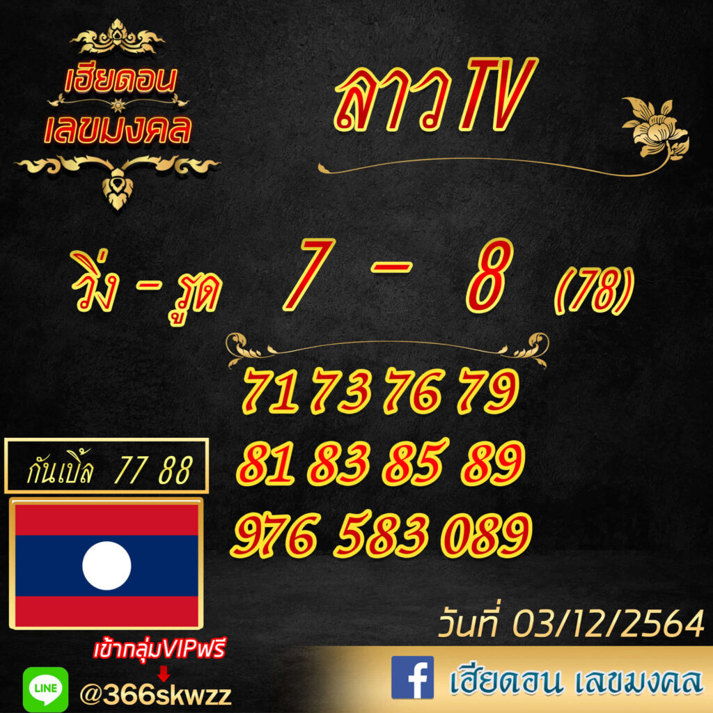 แนวทางหวยลาว 3/12/64 ชุดที่ 2