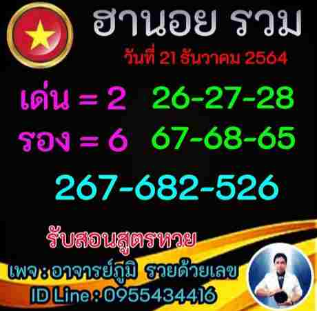 แนวทางหวยฮานอย 21/12/64 ชุดที่ 13