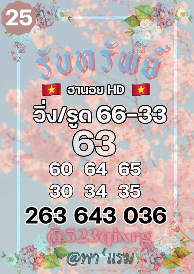 แนวทางหวยฮานอย 25/12/64 ชุดที่ 5