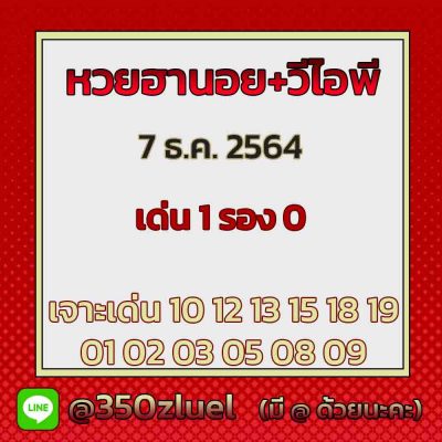 แนวทางหวยฮานอย 7/12/64 ชุดที่ 2