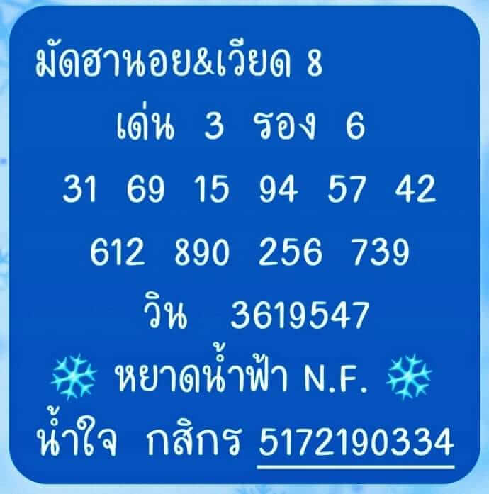 แนวทางหวยฮานอย 8/12/64 ชุดที่ 2