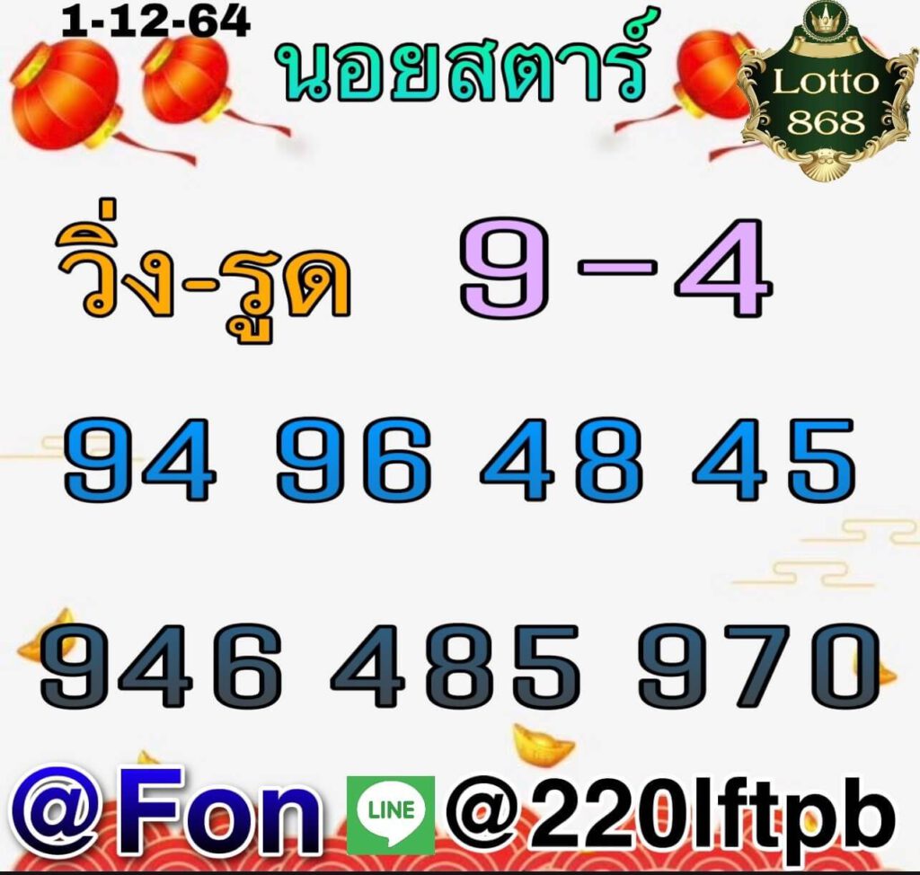 แนวทางหวยฮานอย 1/12/64 ชุดที่ 5