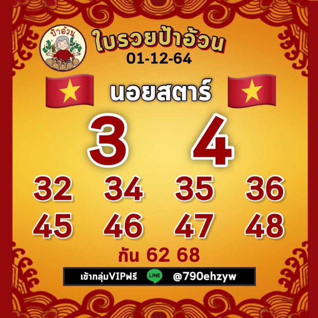 แนวทางหวยฮานอย 1/12/64 ชุดที่ 6