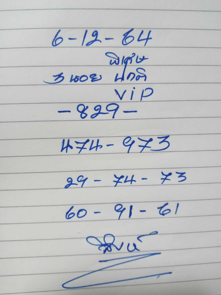 แนวทางหวยฮานอย 6/12/64 ชุดที่ 6