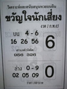 หวยขวัญใจนักเสี่ยง 1/2/65