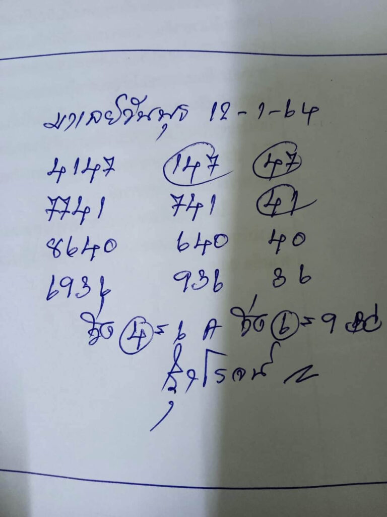 แนวทางหวยมาเลย์ 12/1/65 ชุดที่ 10