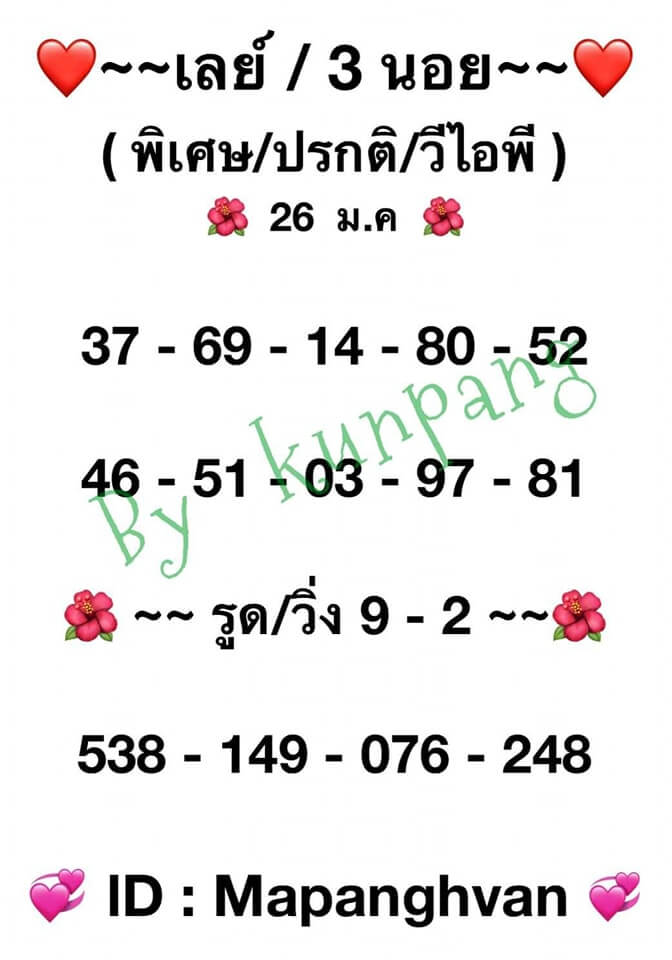 แนวทางหวยมาเลย์ 26/1/65 ชุดที่ 9