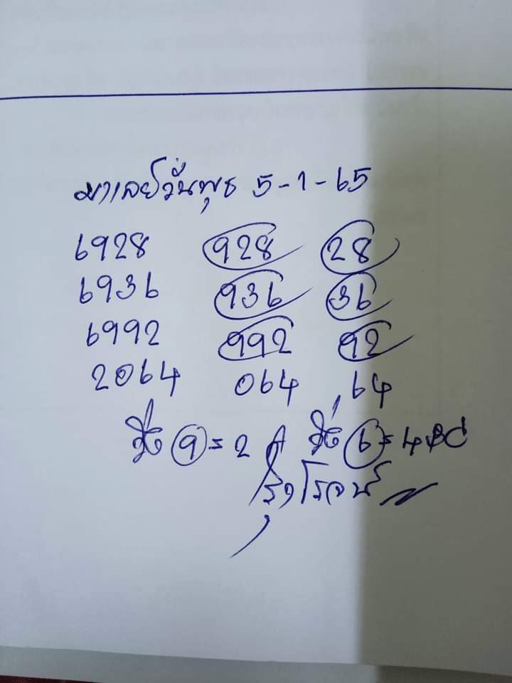 แนวทางหวยมาเลย์ 5/1/65 ชุดที่ 10