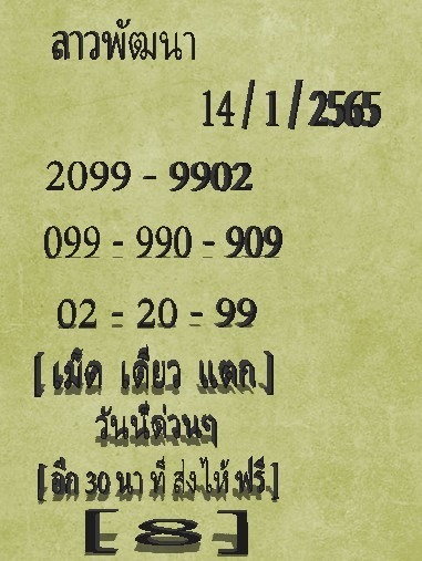 แนวทางหวยลาว 14/1/65 ชุดที่ 16