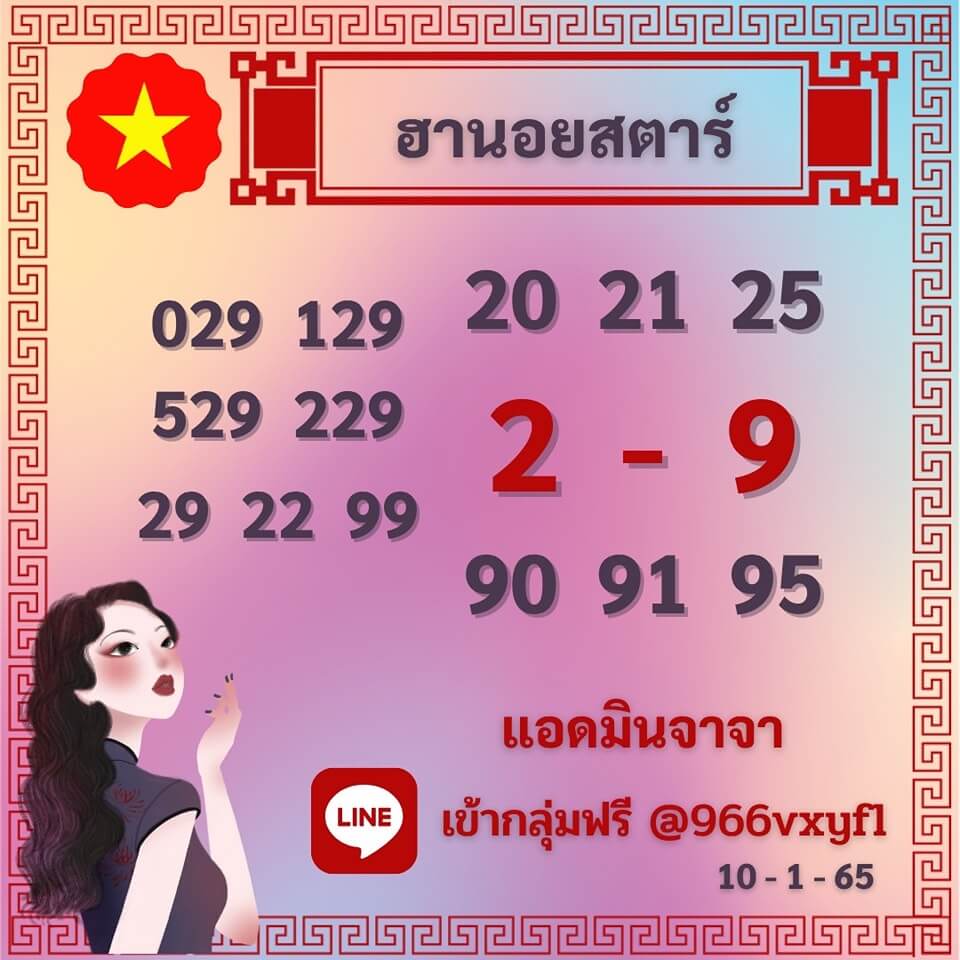 แนวทางหวยฮานอย 10/1/65 ชุดที่ 16