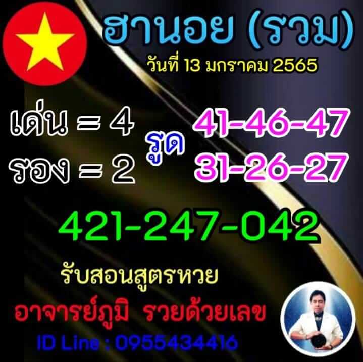 แนวทางหวยฮานอย 13/1/65 ชุดที่ 3