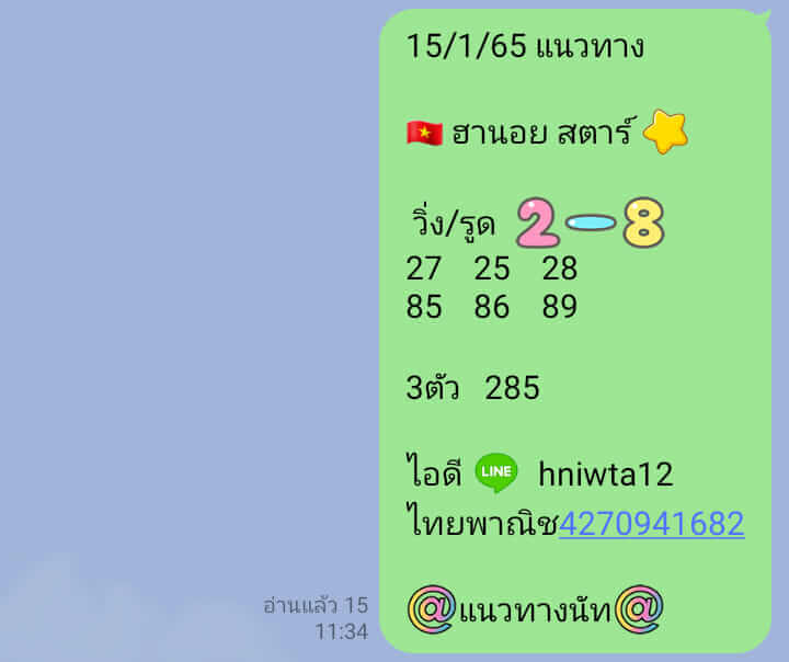 แนวทางหวยฮานอย 15/1/65 ชุดที่ 18