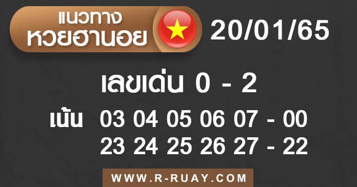 แนวทางหวยฮานอย 20/1/65 ชุดที่ 17