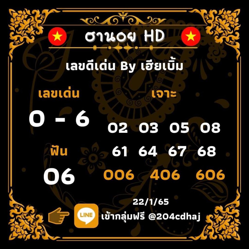 แนวทางหวยฮานอย 22/1/65 ชุดที่ 10