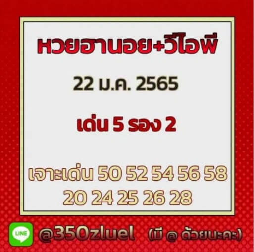 แนวทางหวยฮานอย 22/1/65 ชุดที่ 2