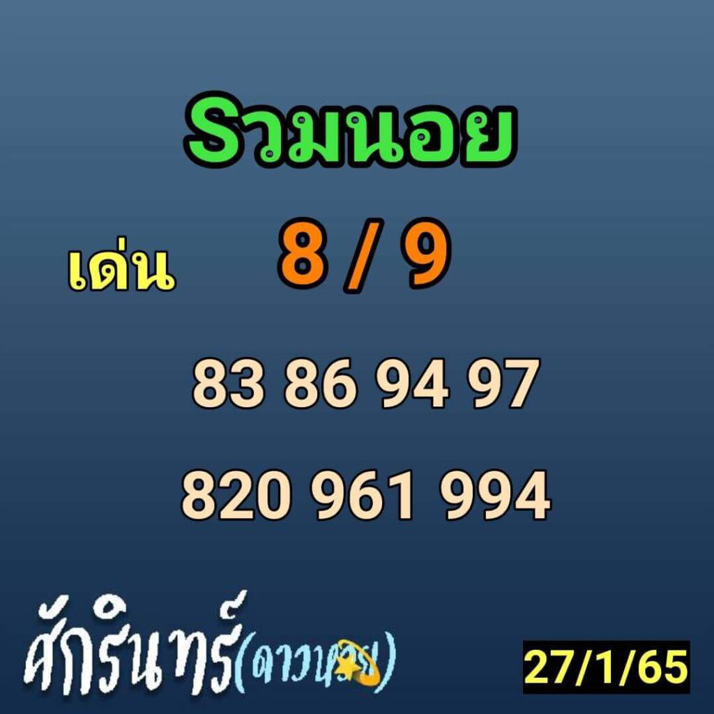 แนวทางหวยฮานอย 27/1/65 ชุดที่ 1