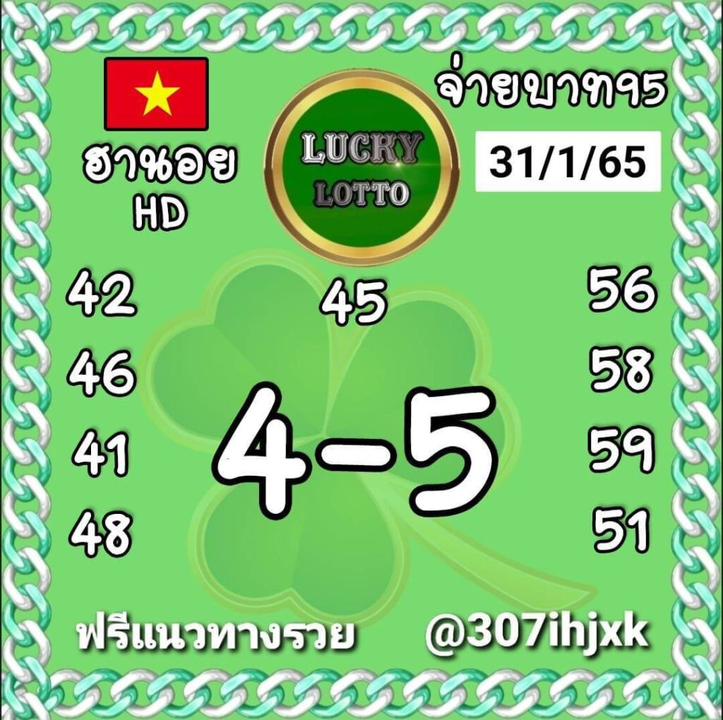 แนวทางหวยฮานอย 31/1/65 ชุดที่ 10