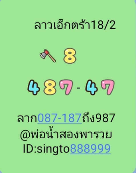 แนวทางหวยลาว 18/2/65 ชุดที่ 13