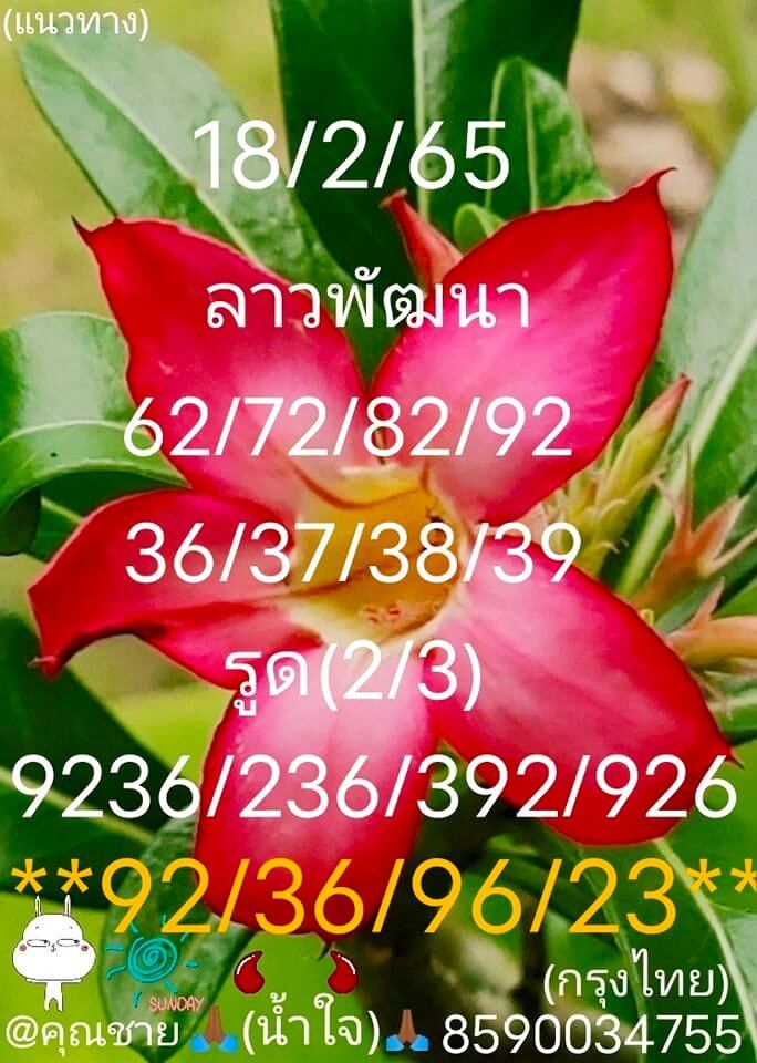 แนวทางหวยลาว 18/2/65 ชุดที่ 6