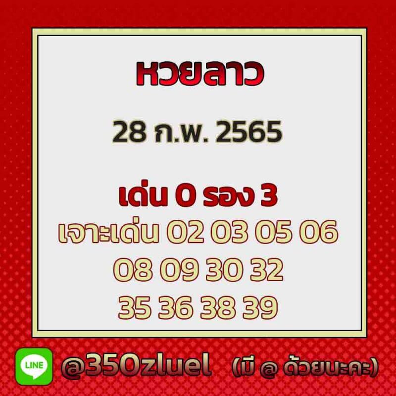 แนวทางหวยลาว 28/3/65 ชุดที่ 15