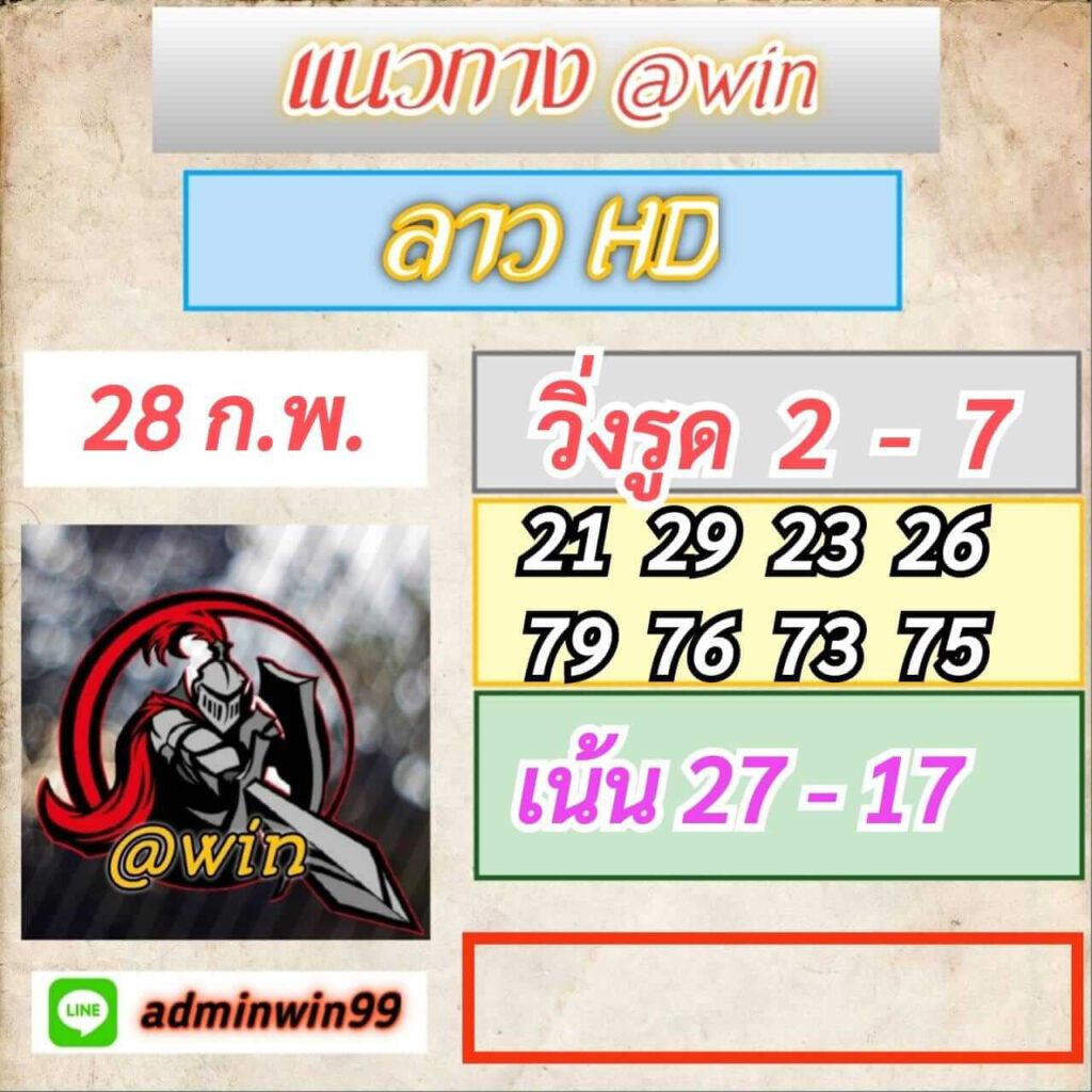 แนวทางหวยลาว 28/3/65 ชุดที่ 18