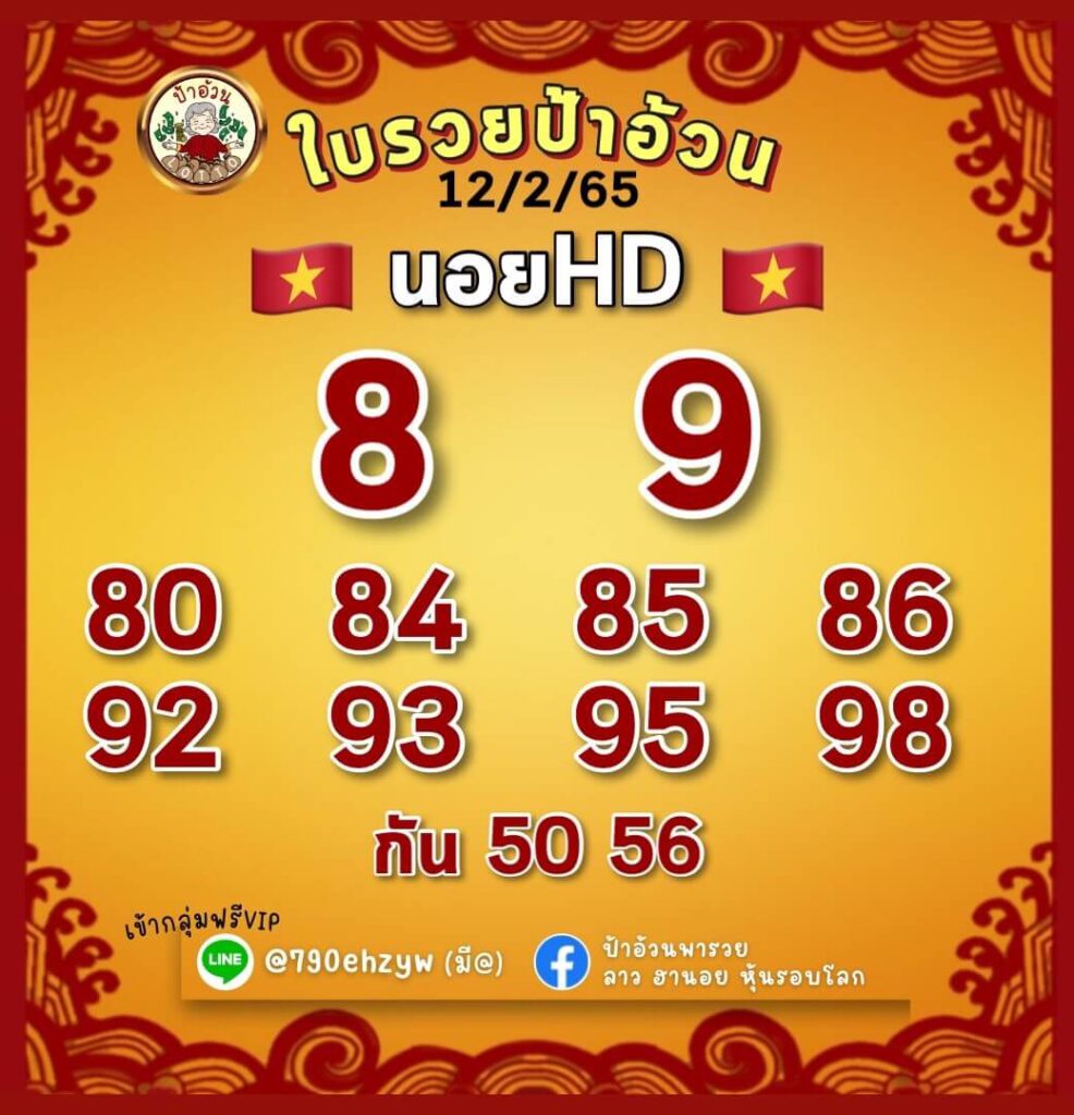 แนวทางหวยฮานอย 12/2/65 ชุดที่ 1