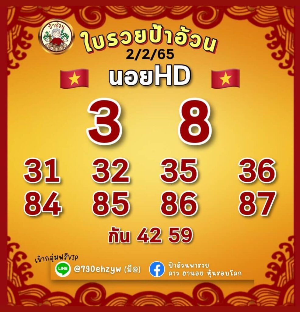 แนวทางหวยฮานอย 2/2/65 ชุดที่ 5