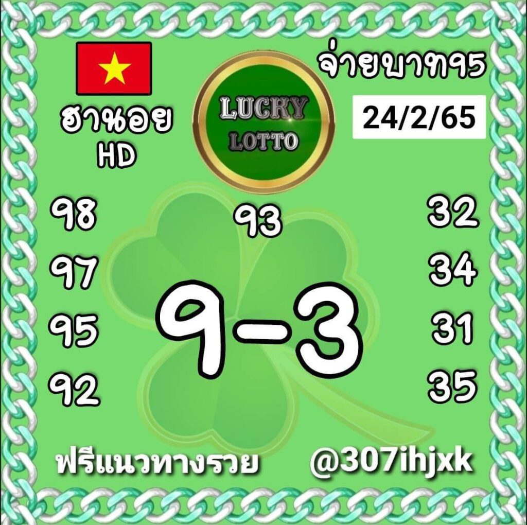 แนวทางหวยฮานอย 24/2/65 ชุดที่ 18