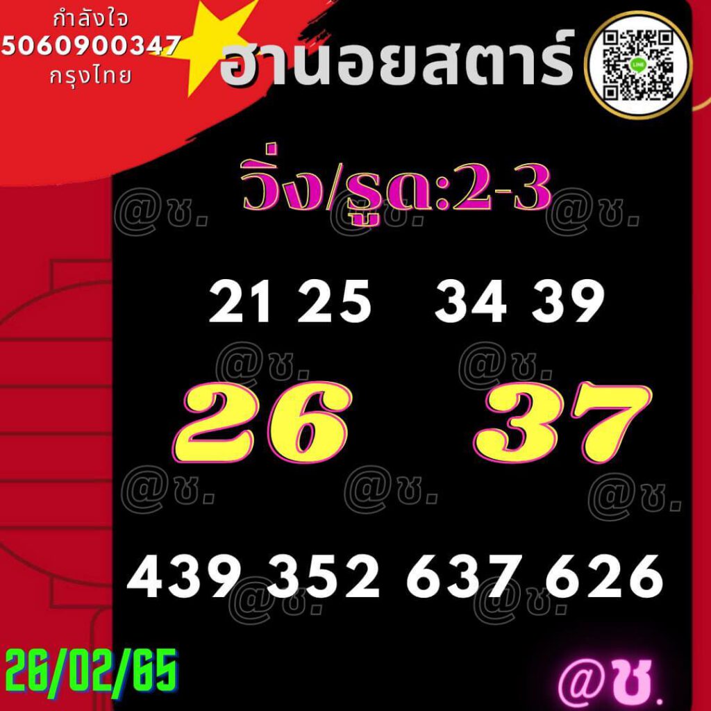 แนวทางหวยฮานอย 26/2/65 ชุดที่ 17