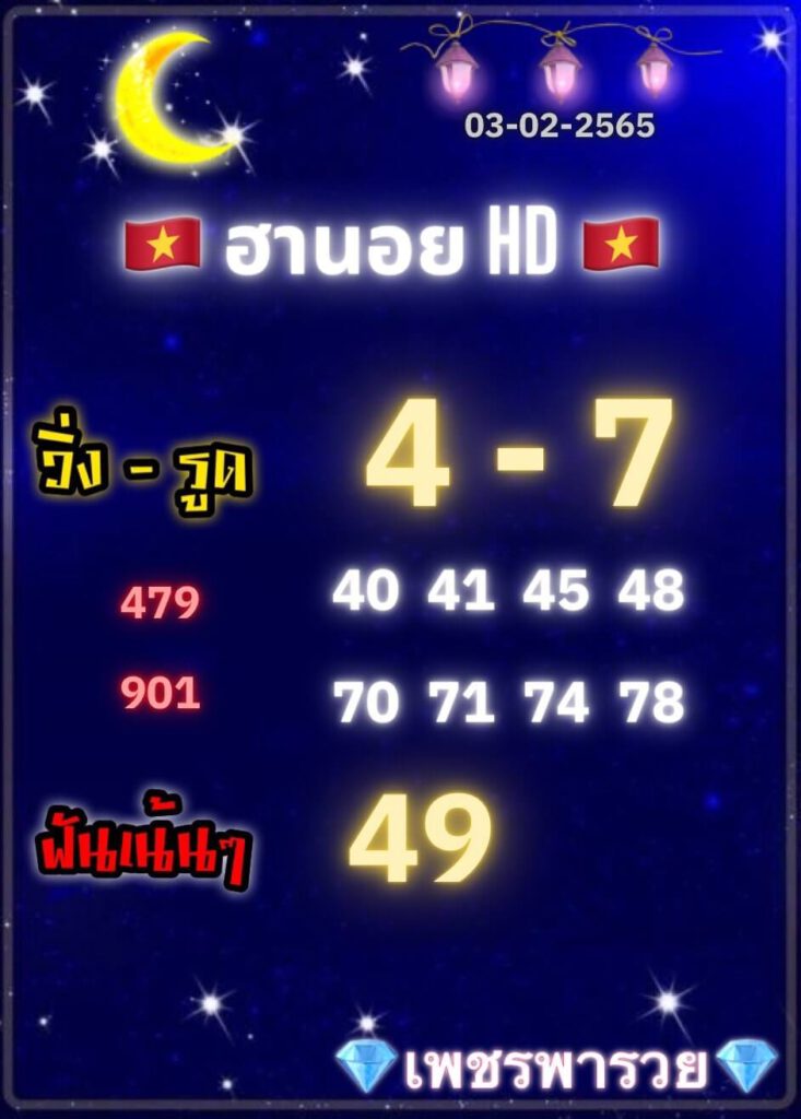 แนวทางหวยฮานอย 3/2/65 ชุดที่ 14