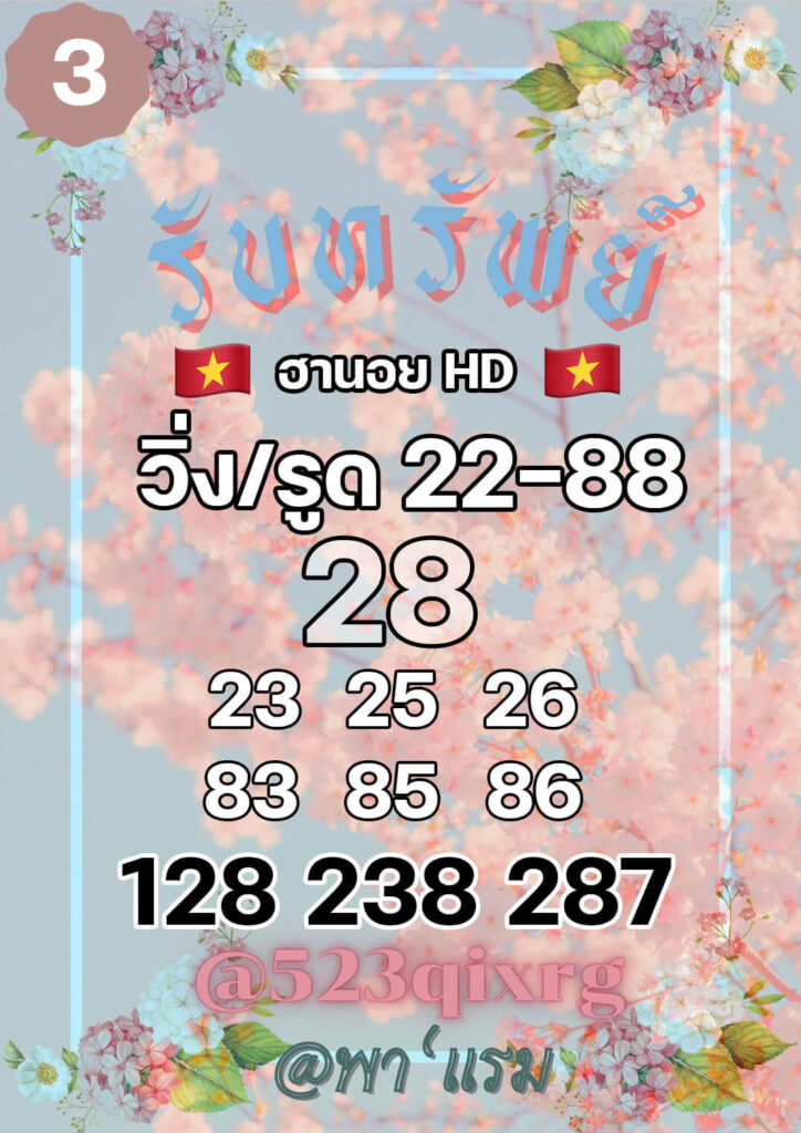 แนวทางหวยฮานอย 3/2/65 ชุดที่ 20