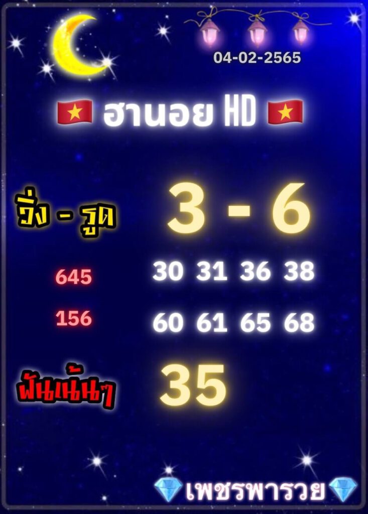 แนวทางหวยฮานอย 4/2/65 ชุดที่ 11