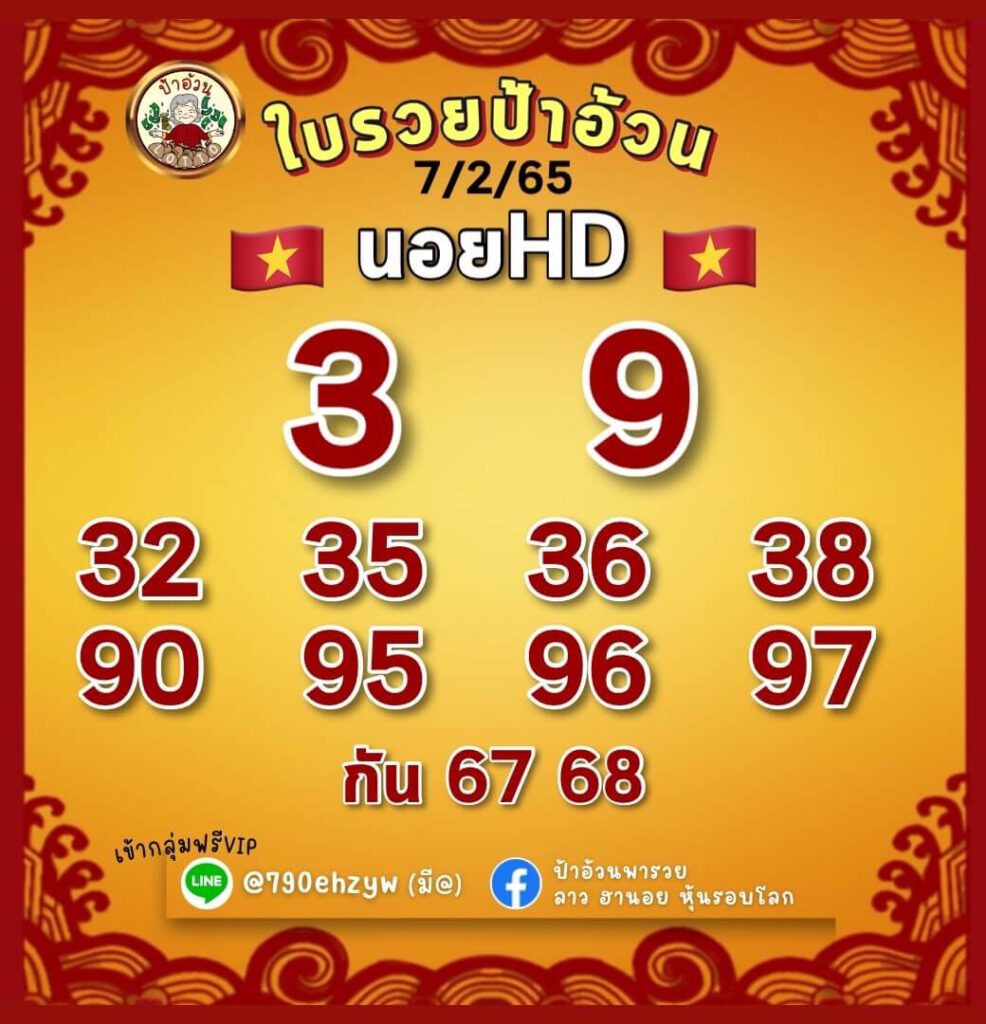 แนวทางหวยฮานอย 7/2/65 ชุดที่ 1