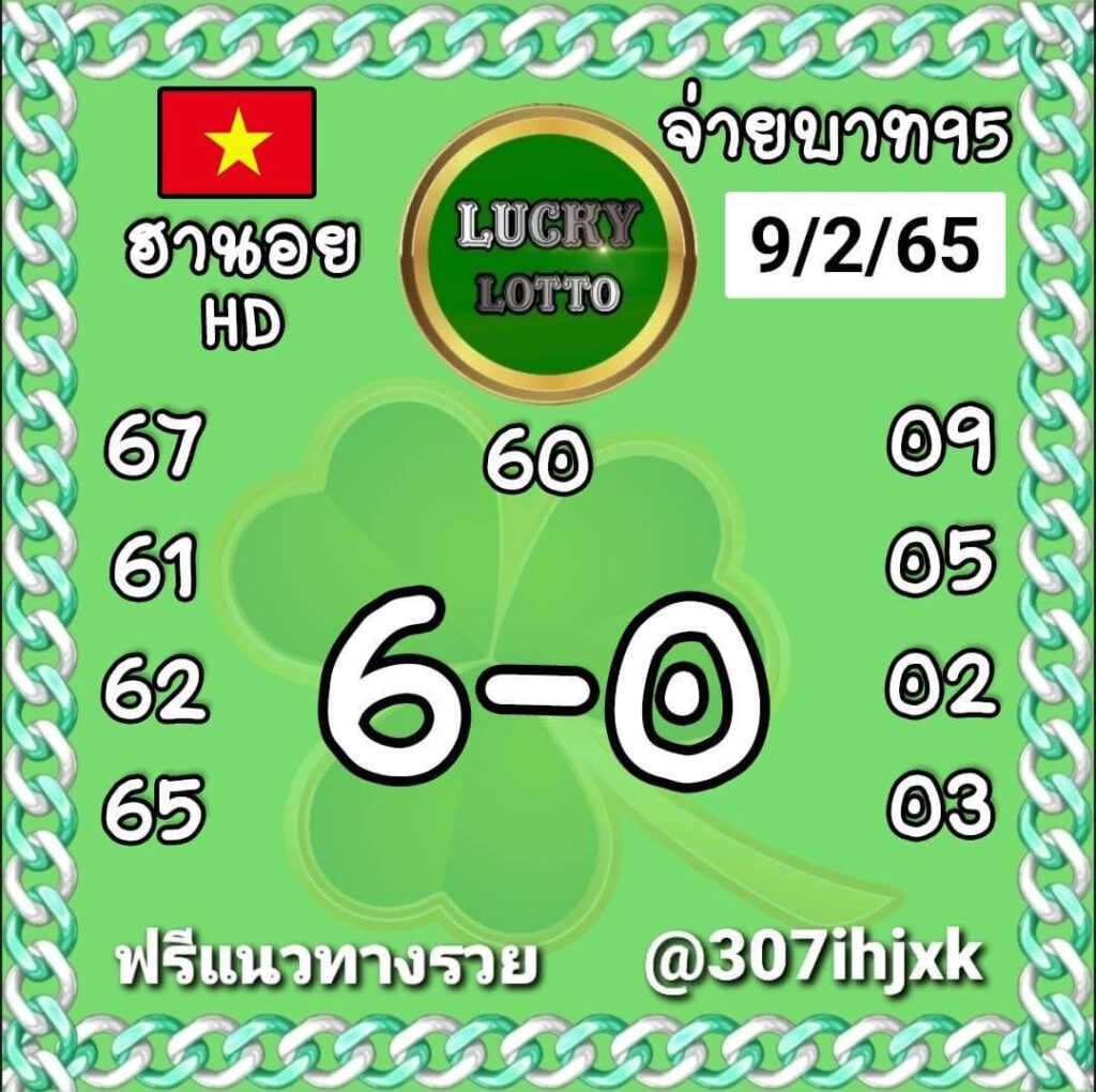 แนวทางหวยฮานอย 9/2/65 ชุดที่ 10