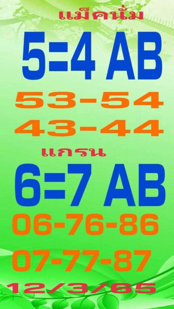 แนวทางหวยมาเลย์ 12/3/65 ชุดที่ 10