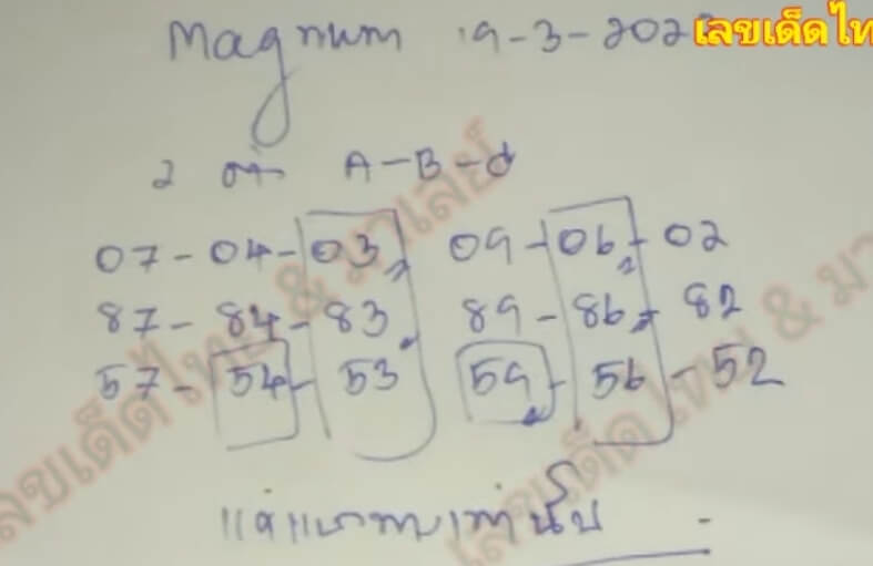 แนวทางหวยมาเลย์ 19/3/65 ชุดที่ 14