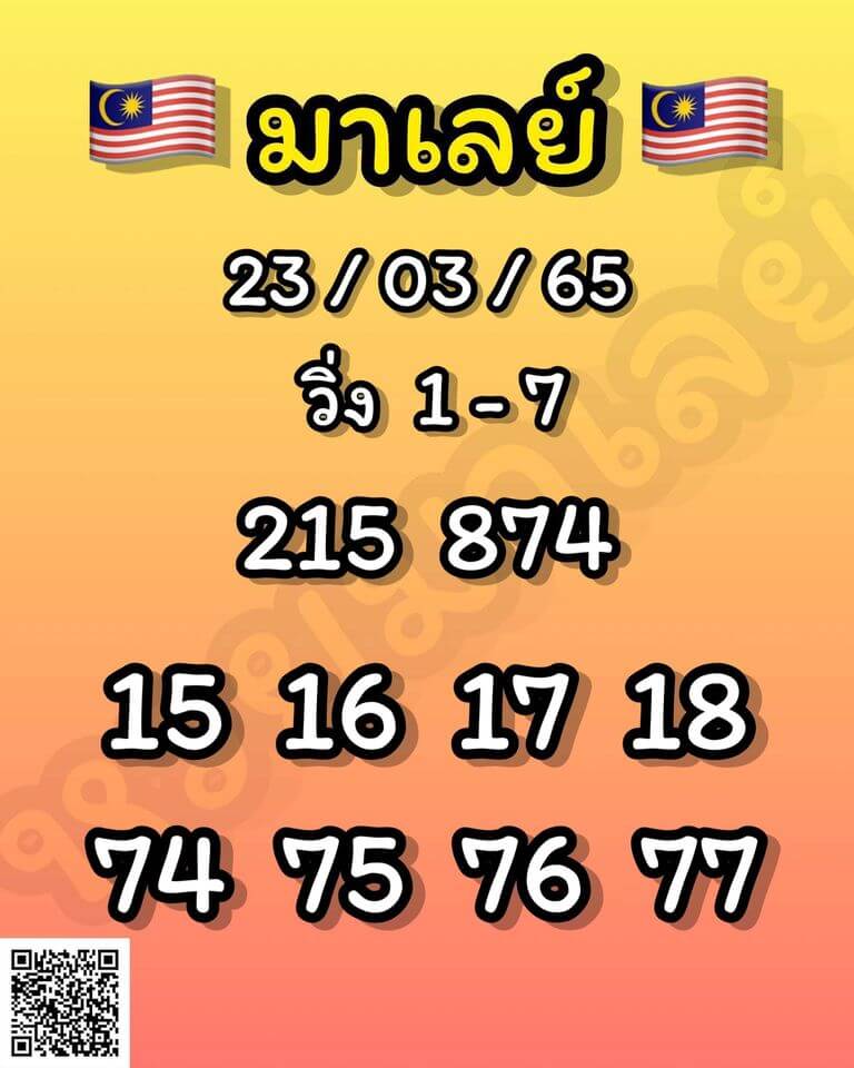 แนวทางหวยมาเลย์ 23/3/65 ชุดที่ 16