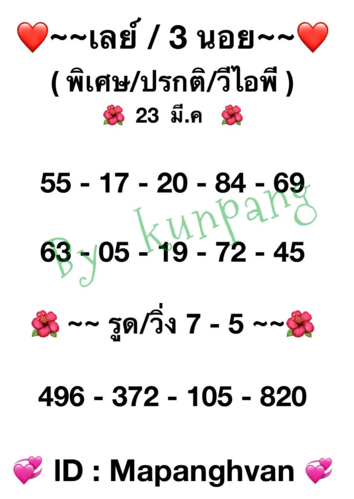 แนวทางหวยมาเลย์ 23/3/65 ชุดที่ 18