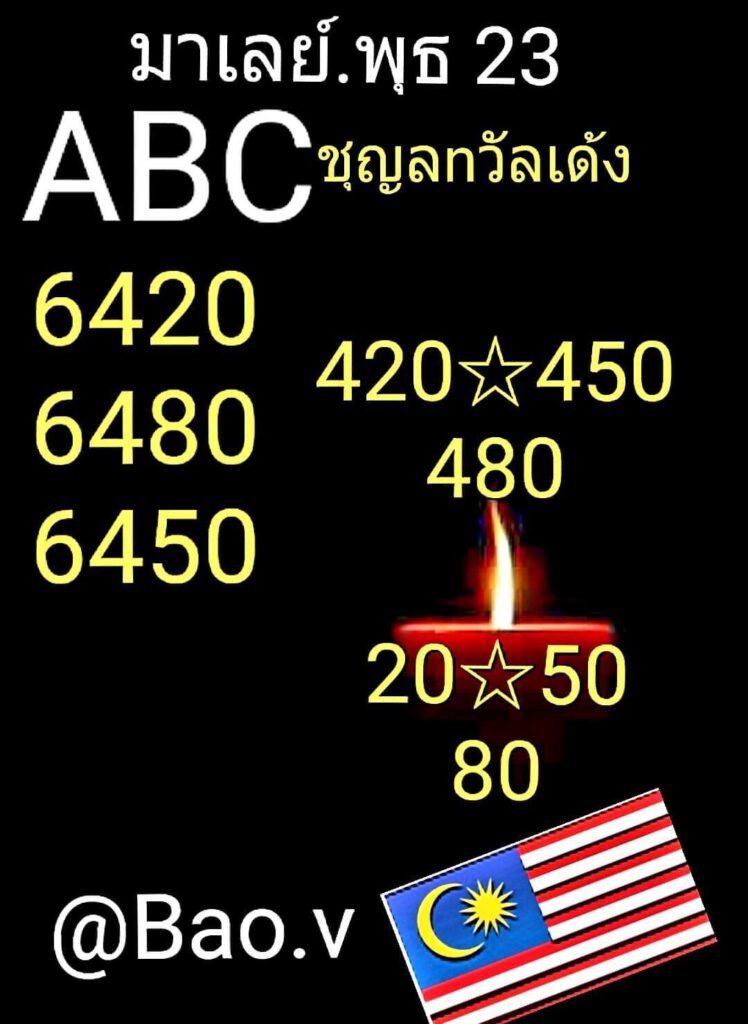 แนวทางหวยมาเลย์ 23/3/65 ชุดที่ 9