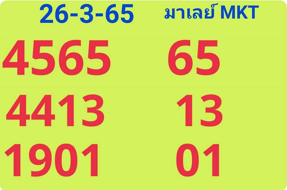 แนวทางหวยมาเลย์ 26/3/65 ชุดที่ 1