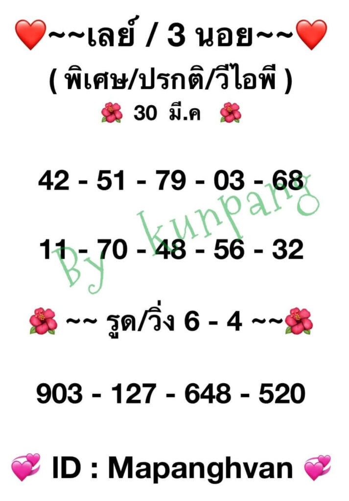 แนวทางหวยมาเลย์ 30/3/65 ชุดที่ 5