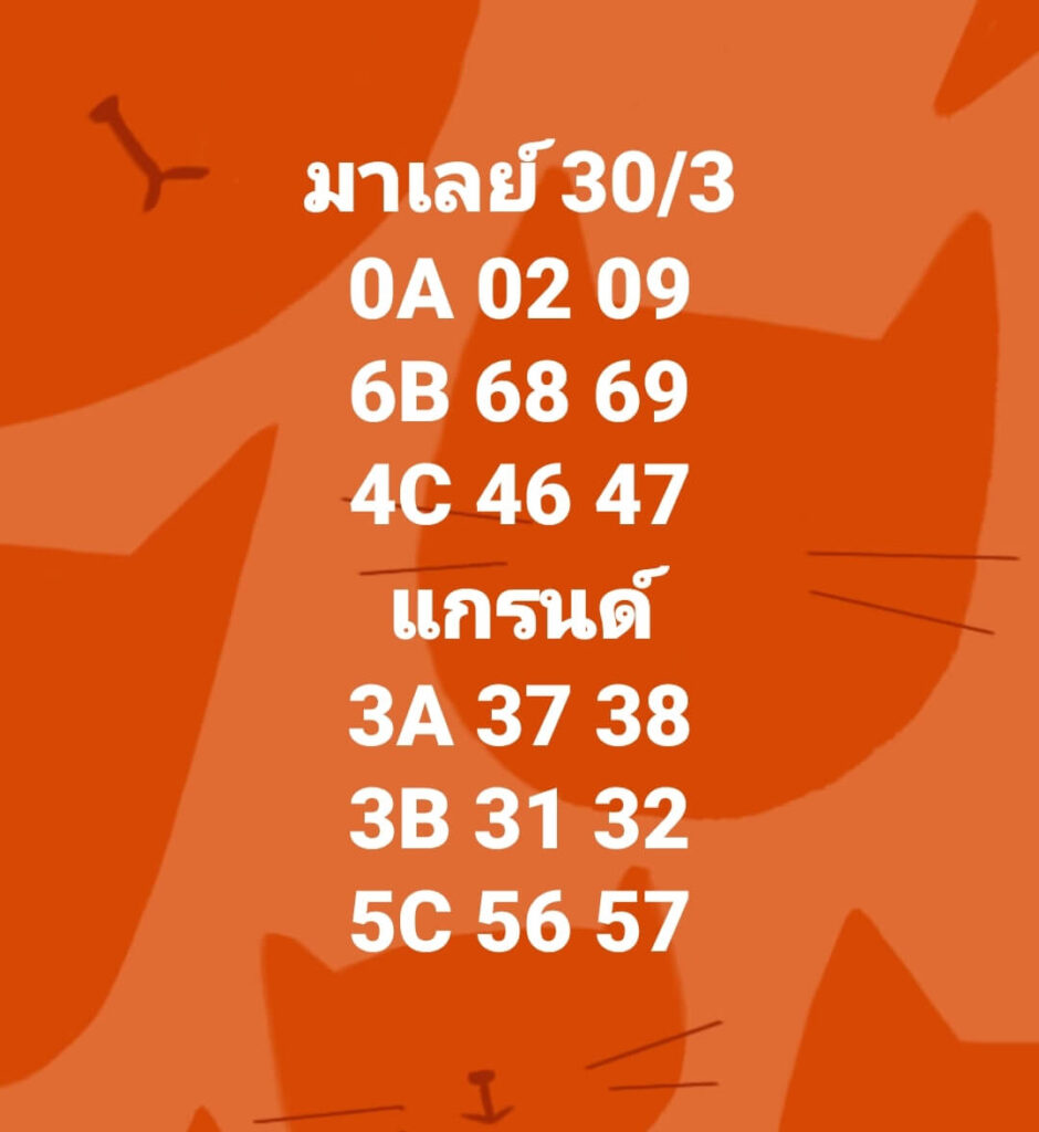 แนวทางหวยมาเลย์ 30/3/65 ชุดที่ 8