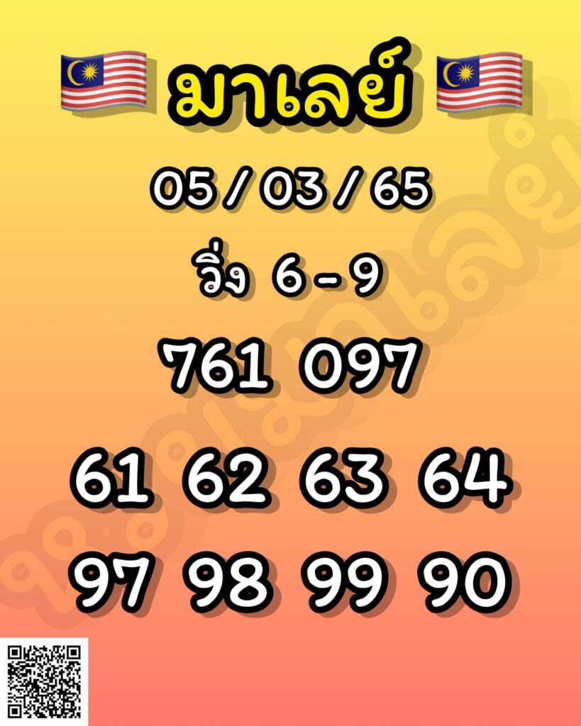 แนวทางหวยมาเลย์ 5/3/65 ชุดที่ 1