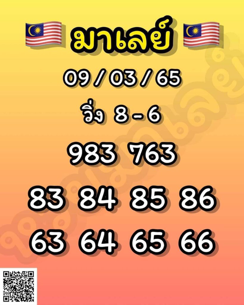 แนวทางหวยมาเลย์ 9/3/65 ชุดที่ 4