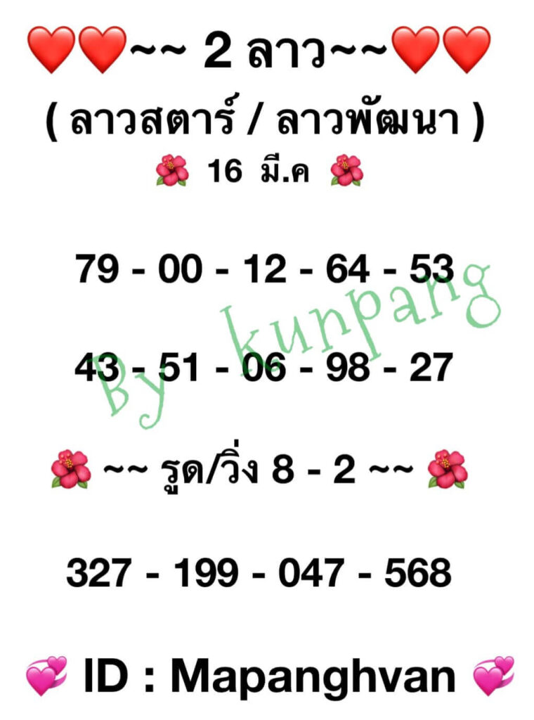 แนวทางหวยลาว 16/3/65 ชุดที่ 9