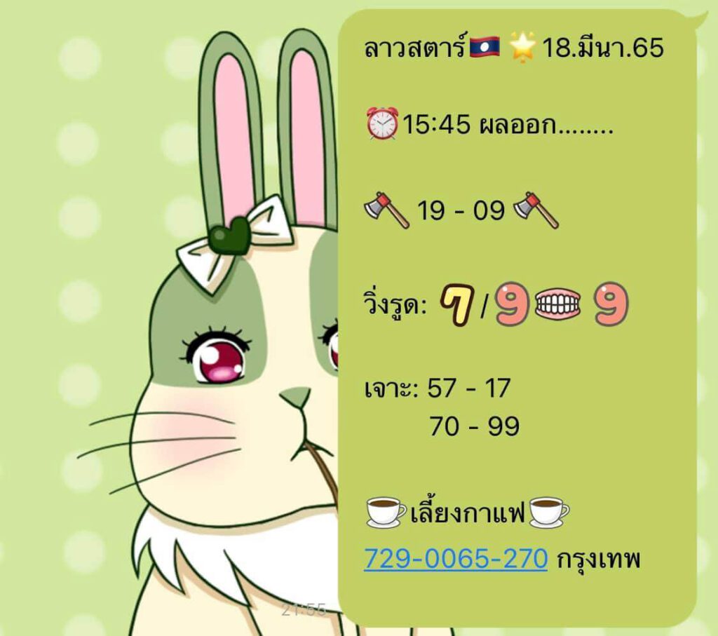 แนวทางหวยลาว 18/3/65 ชุดที่ 19