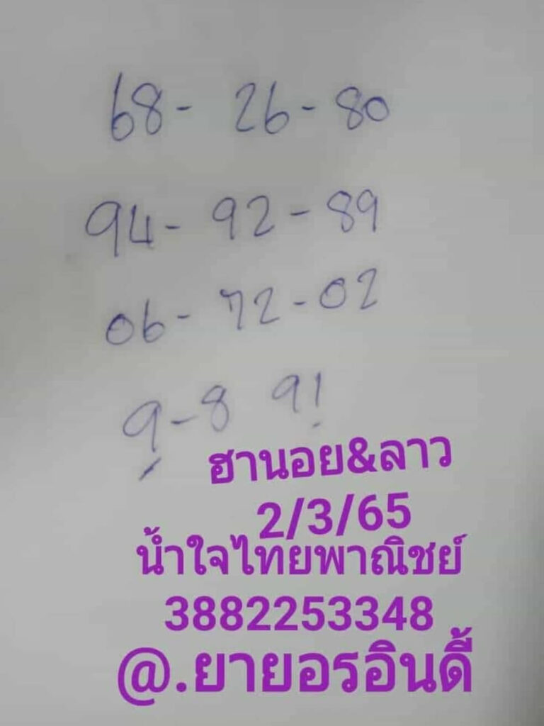 แนวทางหวยลาว 2/3/65 ชุดที่ 14