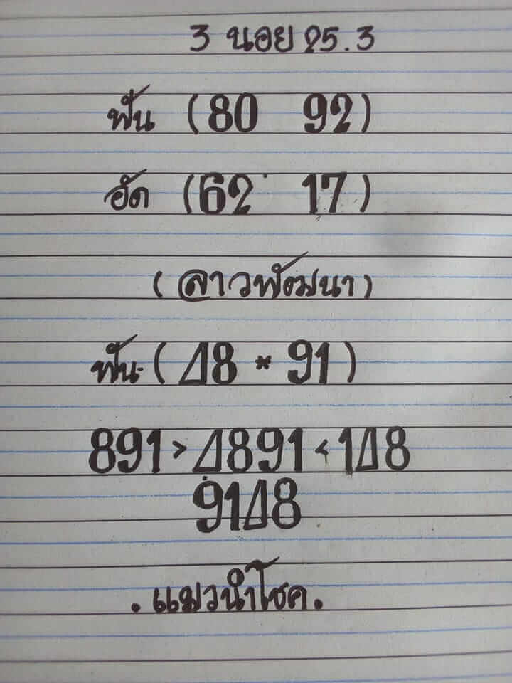 แนวทางหวยลาว 25/3/65 ชุดที่ 4