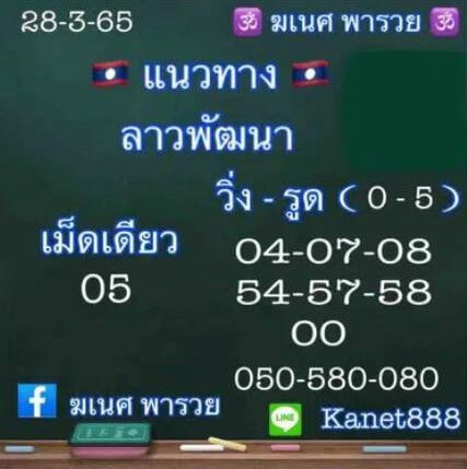 แนวทางหวยลาว 28/3/65 ชุดที่ 19