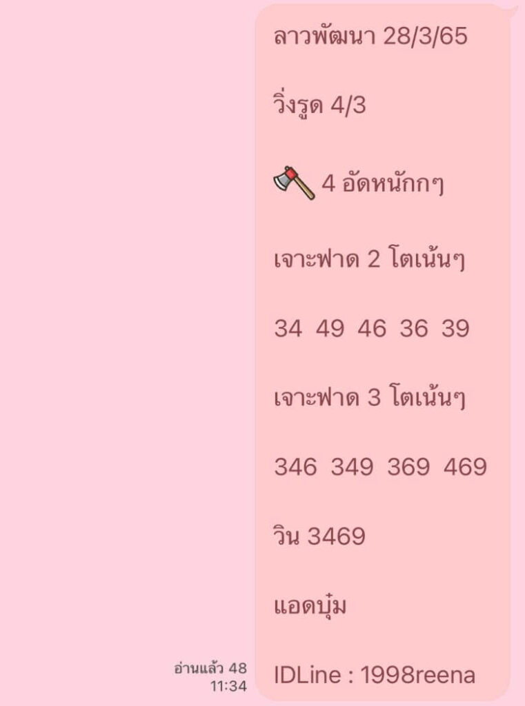 แนวทางหวยลาว 28/3/65 ชุดที่ 4